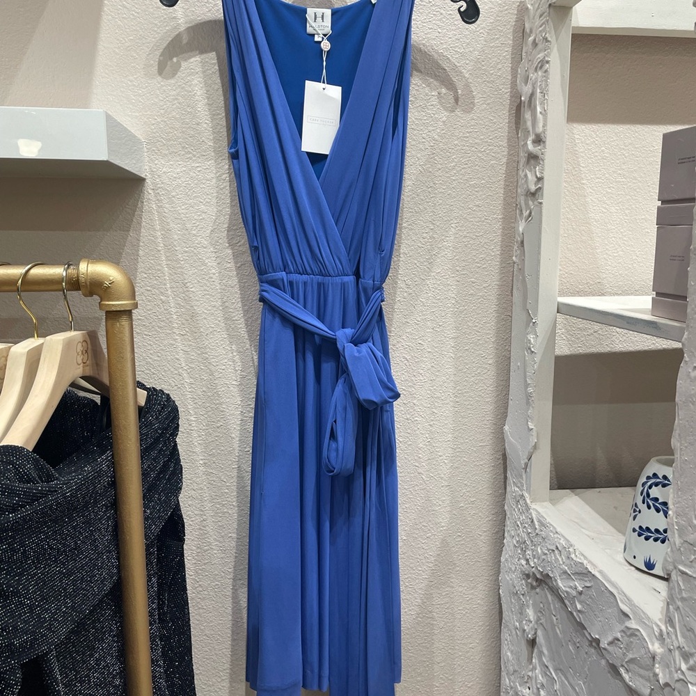 Halston Heritage Vibrant Blue Midi Dress